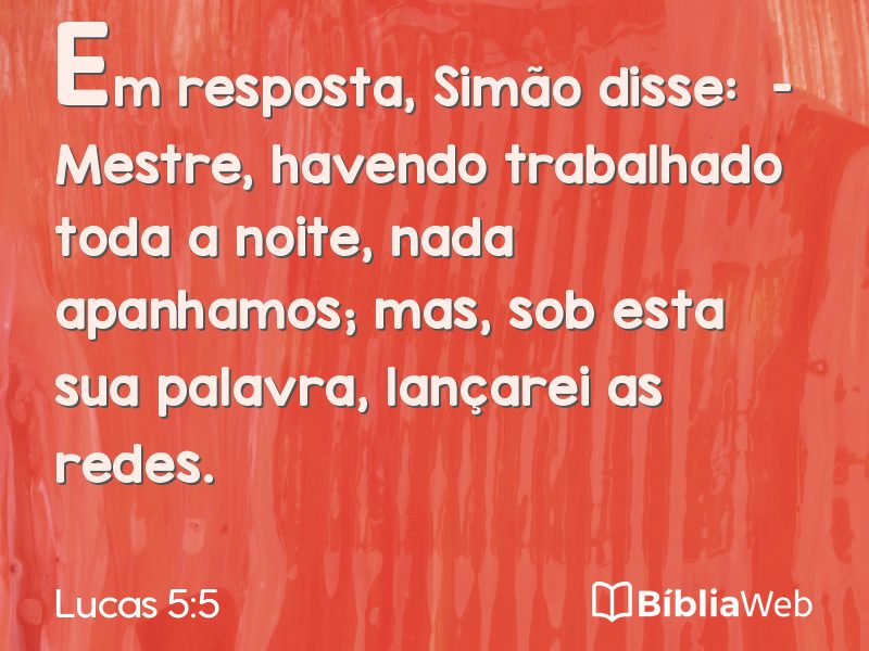 Lucas 5:5 em imagem para compartilhar