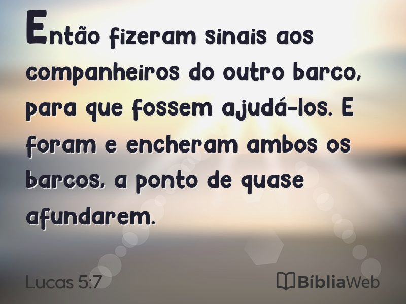 Lucas 5:7 em imagem para compartilhar