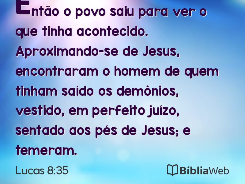 Lucas 8:35 em imagem para compartilhar