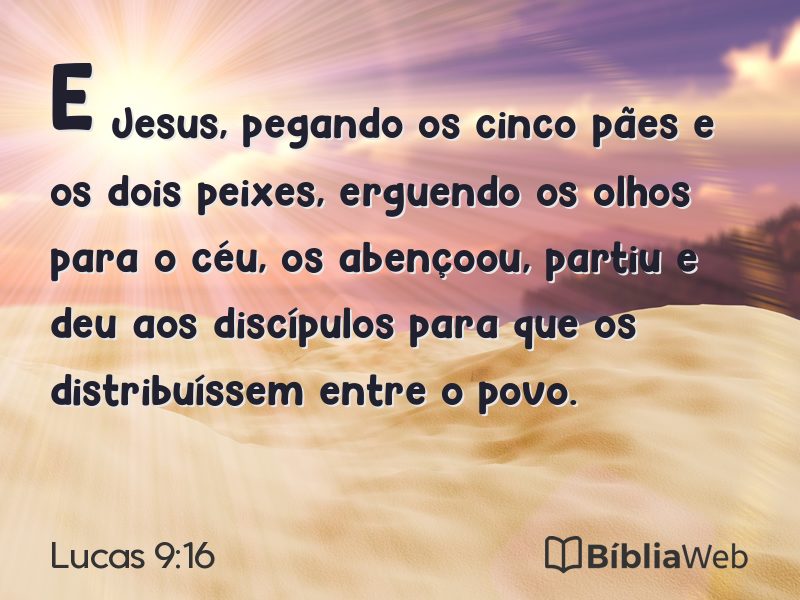 Lucas 9:16 em imagem para compartilhar
