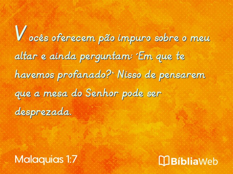 Malaquias 1:7 em imagem para compartilhar