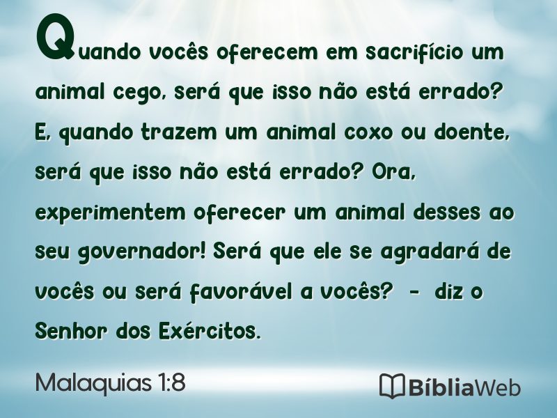 Malaquias 1:8 em imagem para compartilhar
