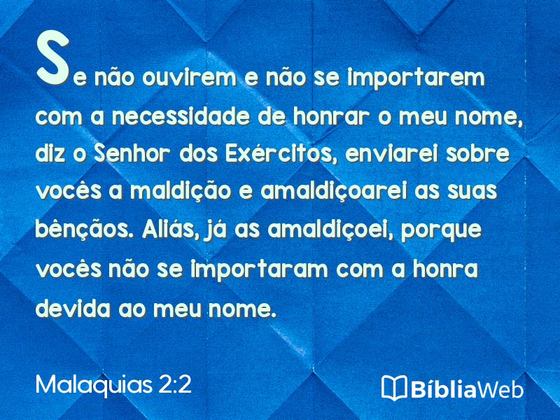 Malaquias 2:2 em imagem para compartilhar