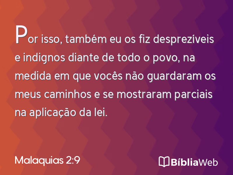 Malaquias 2:9 em imagem para compartilhar