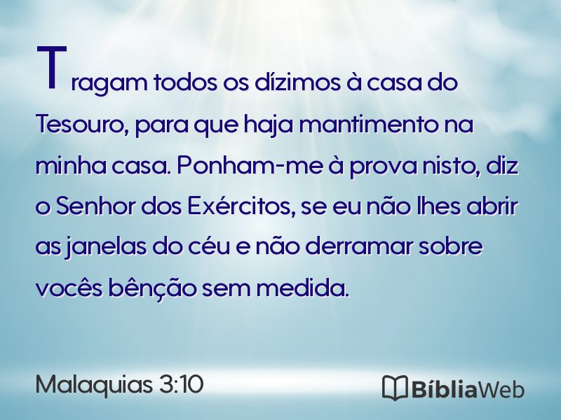 Malaquias 3:10 em imagem para compartilhar