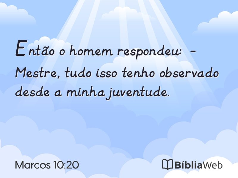Marcos 10:20 em imagem para compartilhar