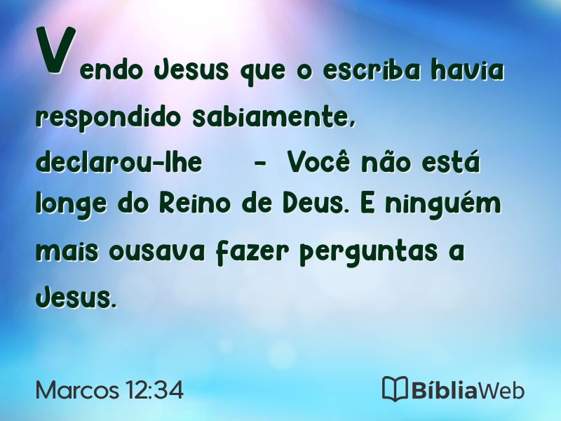 Marcos 12:34 em imagem para compartilhar