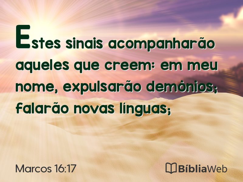 Marcos 16:17 em imagem para compartilhar