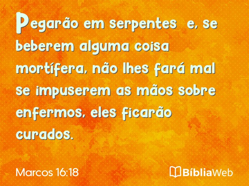 Marcos 16:18 em imagem para compartilhar