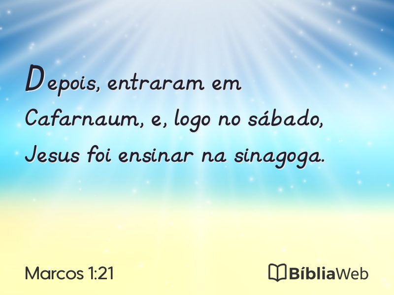 Marcos 1:21 em imagem para compartilhar