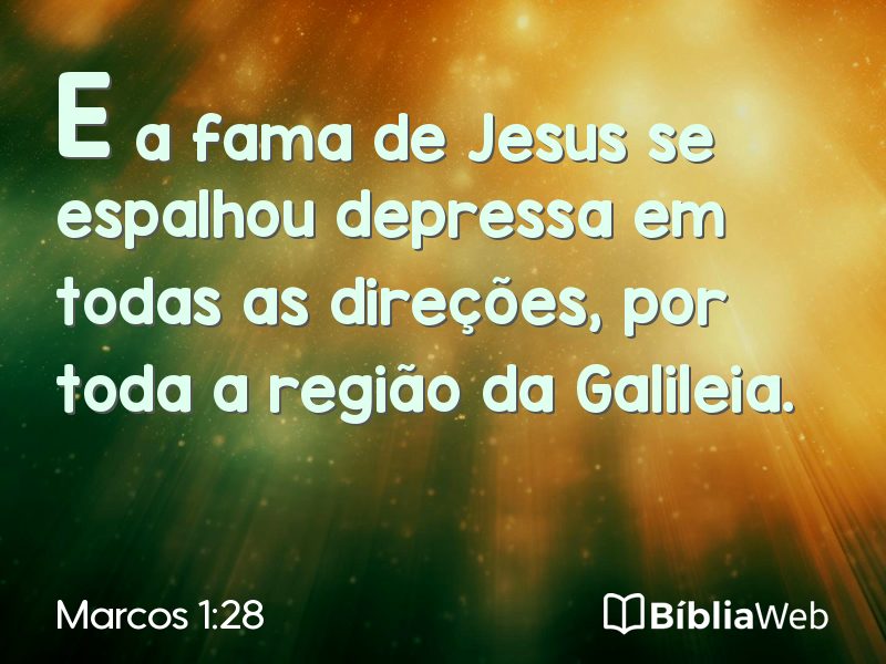 Marcos 1:28 em imagem para compartilhar