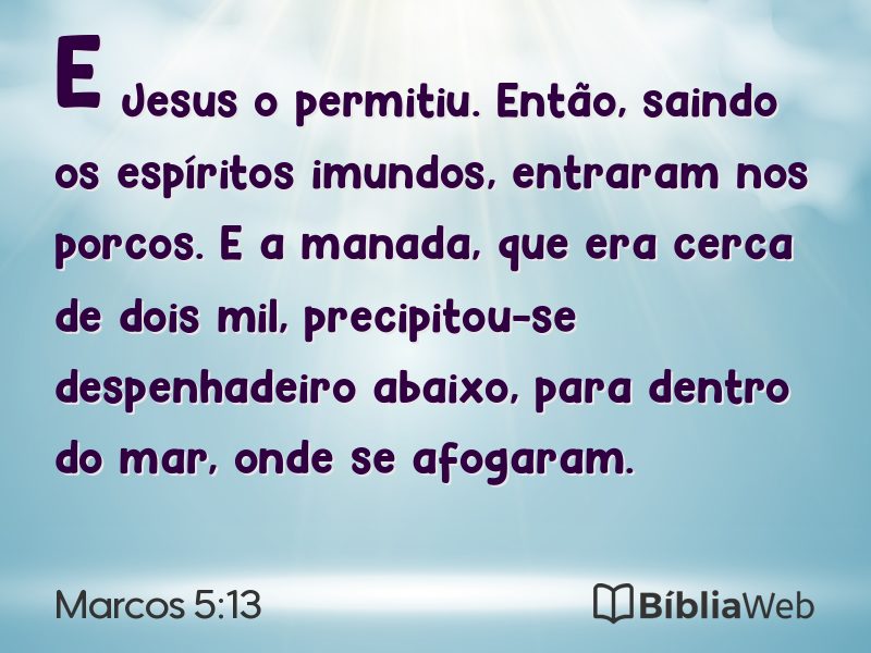 Marcos 5:13 em imagem para compartilhar