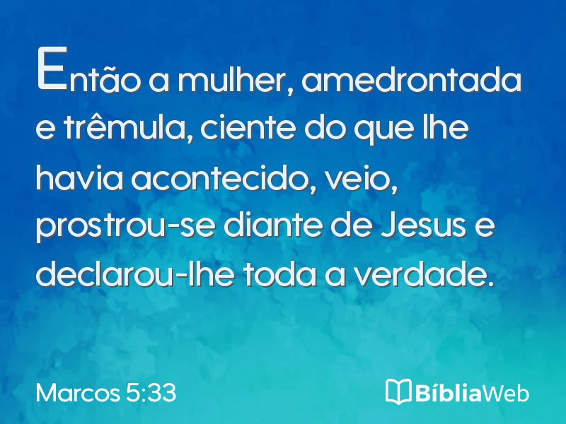 Marcos 5:33 em imagem para compartilhar