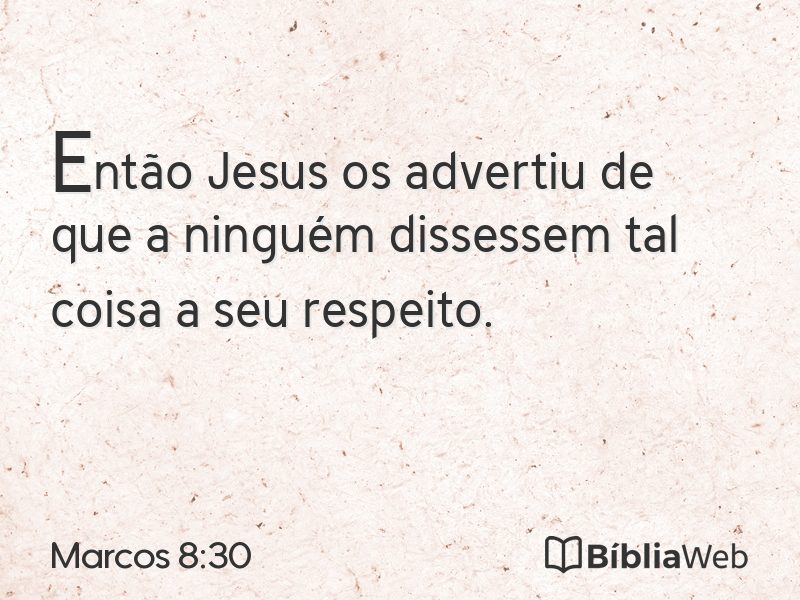 Marcos 8:30 em imagem para compartilhar