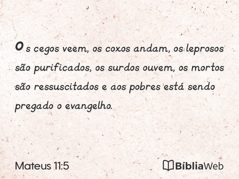 Mateus 11:5 em imagem para compartilhar