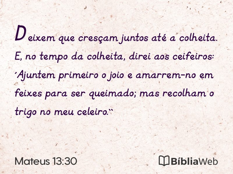 Mateus 13:30 em imagem para compartilhar