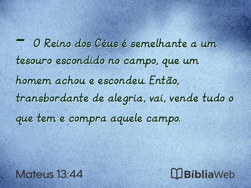 Mateus 13:44 em imagem para compartilhar