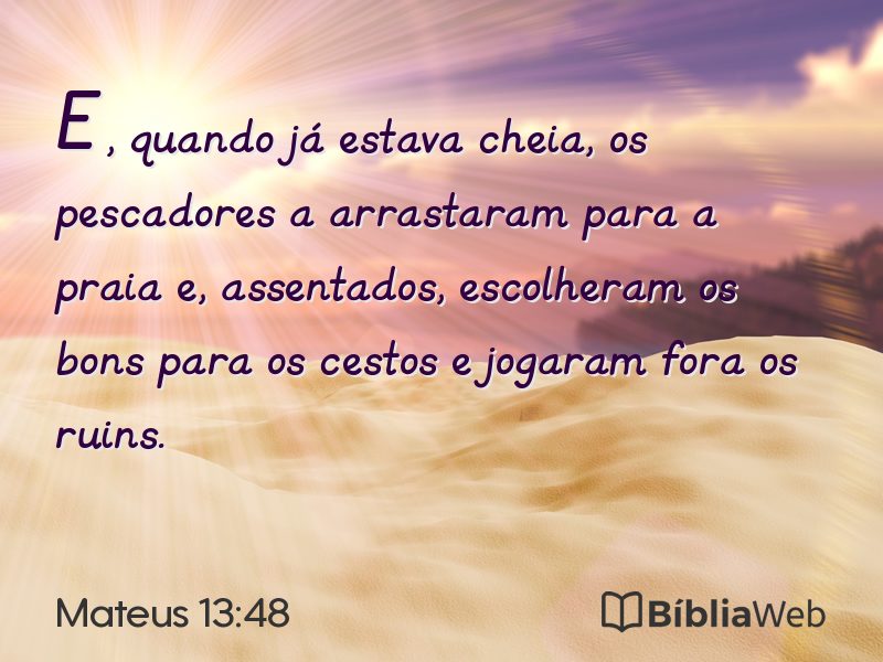 Mateus 13:48 em imagem para compartilhar