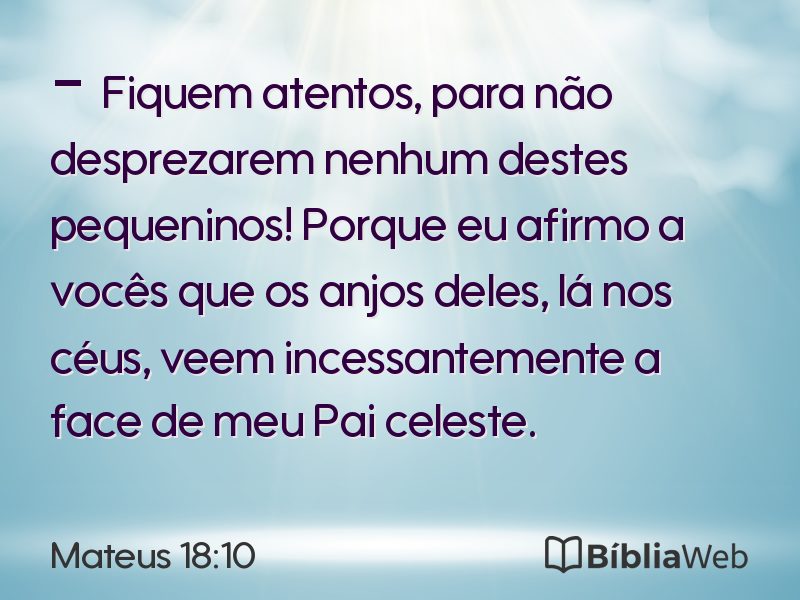 Mateus 18:10 em imagem para compartilhar