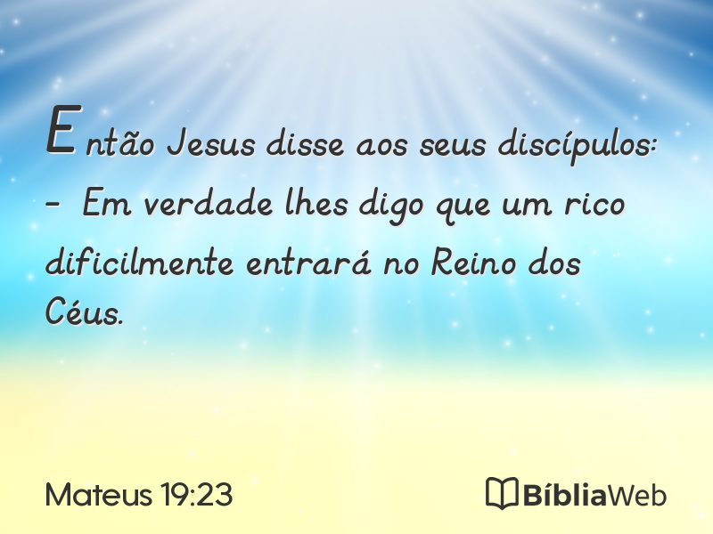 Mateus 19:23 em imagem para compartilhar