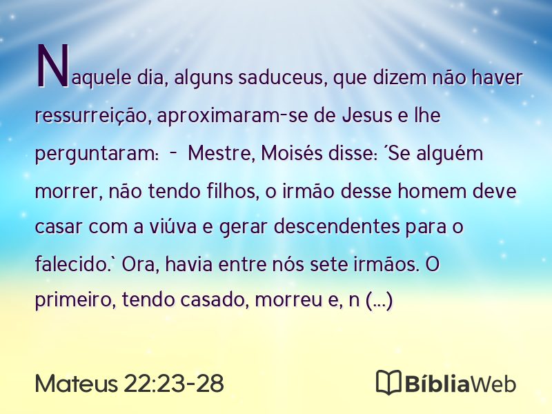 Mateus 22:23-28 em imagem para compartilhar
