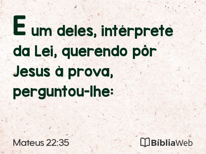 Mateus 22:35 em imagem para compartilhar