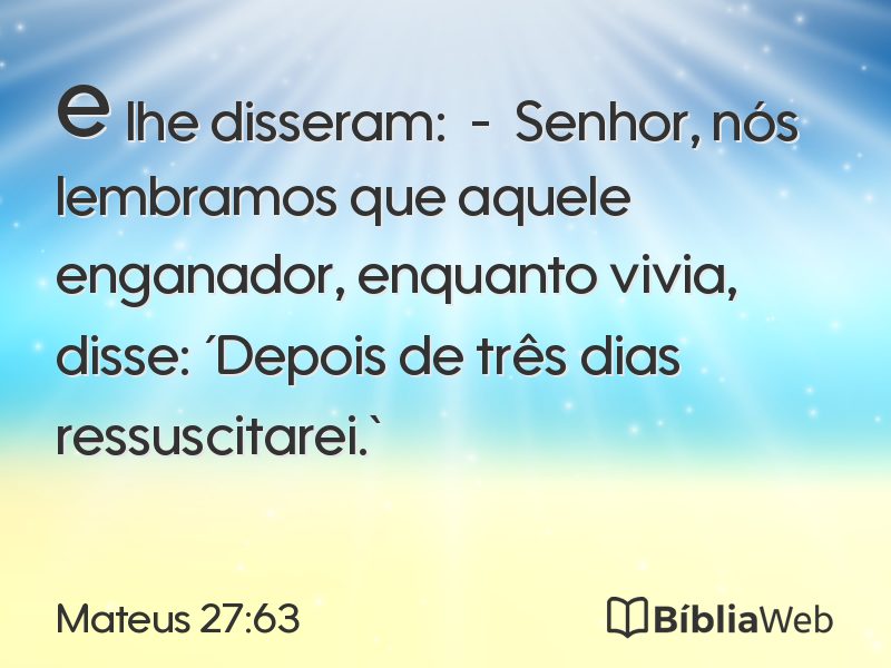 Mateus 27:63 em imagem para compartilhar