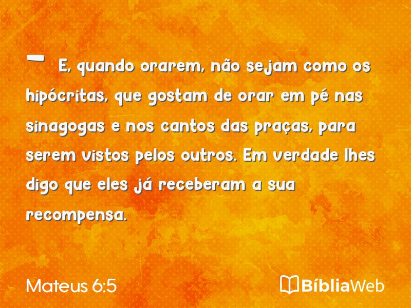 Mateus 6:5 em imagem para compartilhar