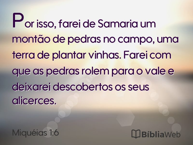 Miquéias 1:6 em imagem para compartilhar