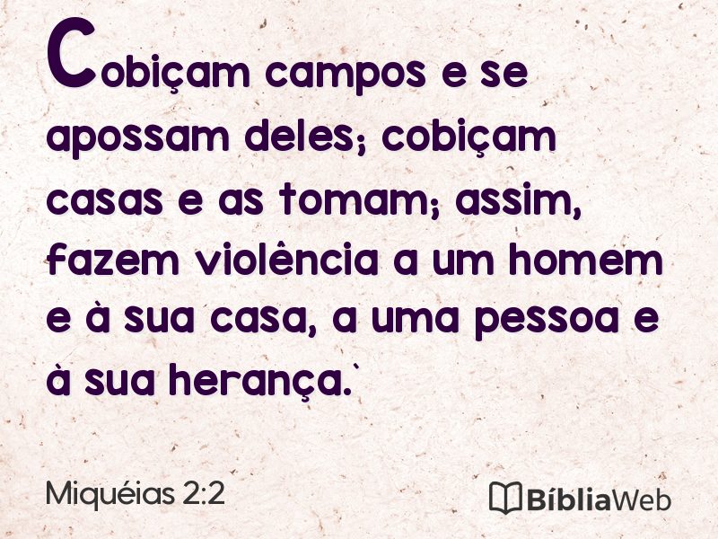 Miquéias 2:2 em imagem para compartilhar