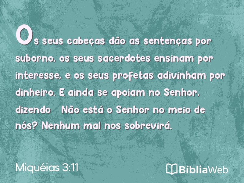 Miquéias 3:11 em imagem para compartilhar