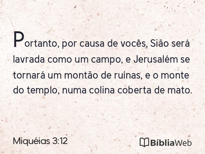 Miquéias 3:12 em imagem para compartilhar