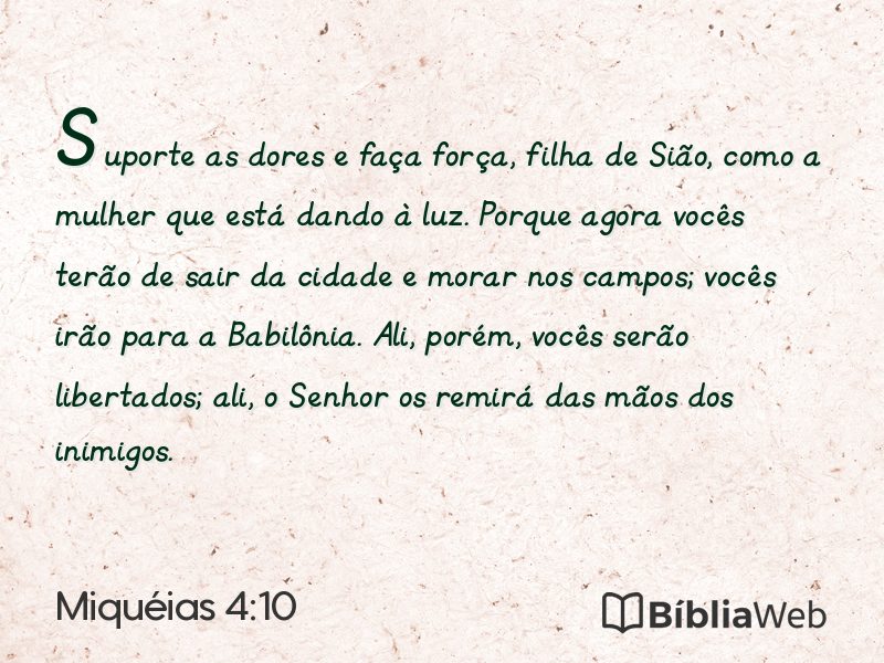 Miquéias 4:10 em imagem para compartilhar
