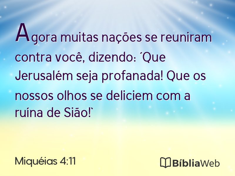 Miquéias 4:11 em imagem para compartilhar