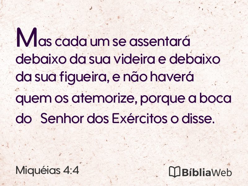 Miquéias 4:4 em imagem para compartilhar