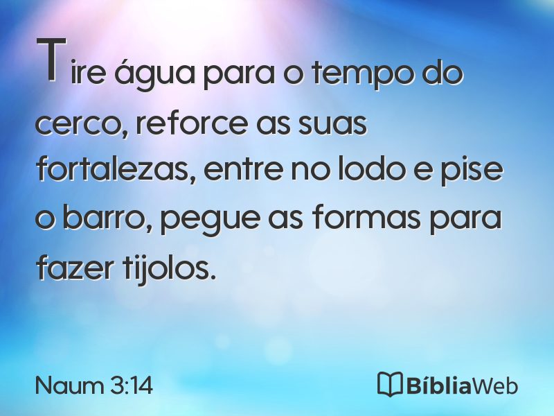 Naum 3:14 em imagem para compartilhar
