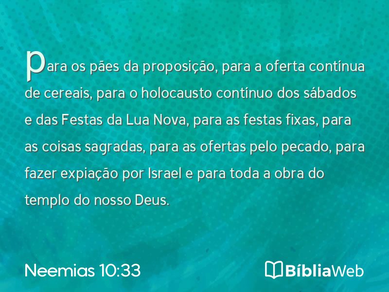 Neemias 10:33 em imagem para compartilhar