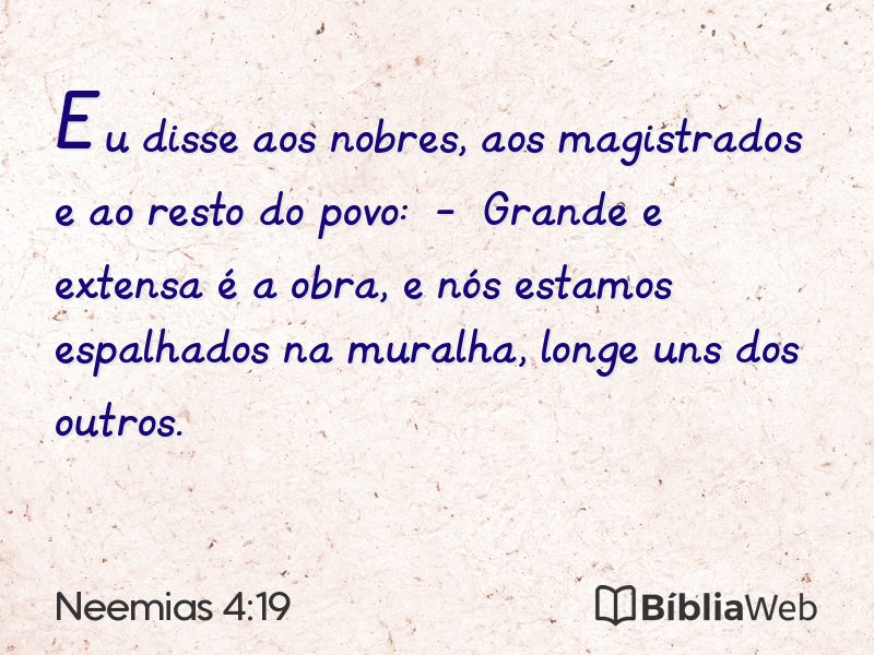 Neemias 4:19 em imagem para compartilhar
