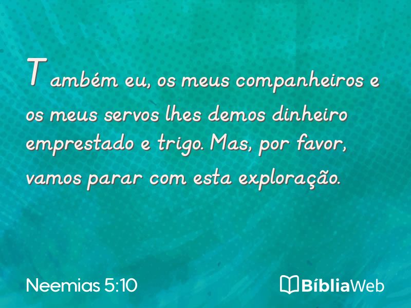 Neemias 5:10 em imagem para compartilhar