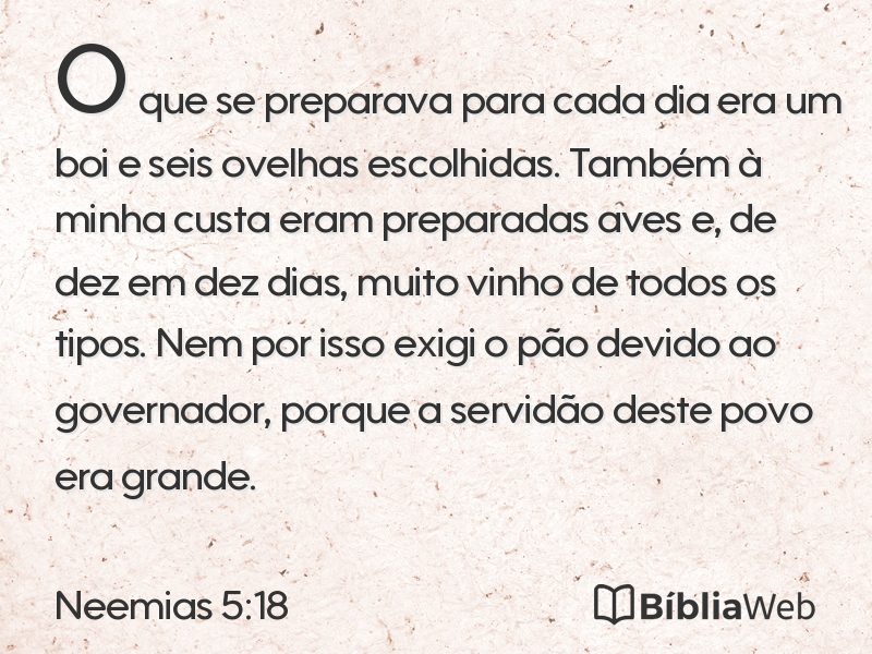 Neemias 5:18 em imagem para compartilhar