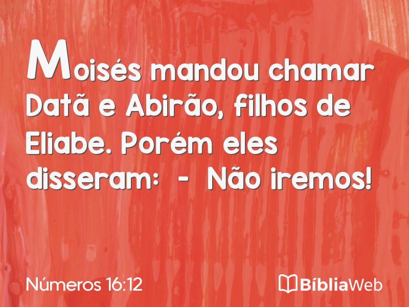 Números 16:12 em imagem para compartilhar