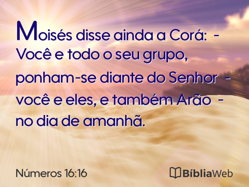 Números 16:16 em imagem para compartilhar