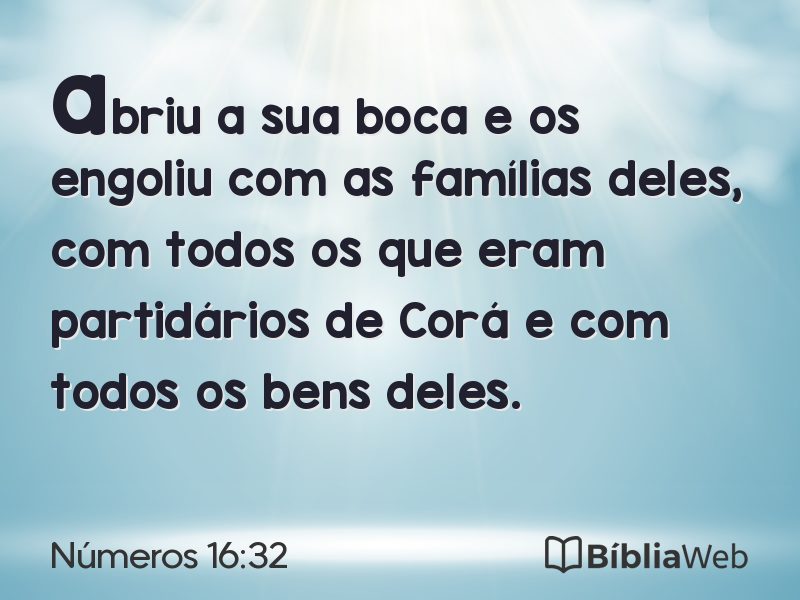 Números 16:32 em imagem para compartilhar