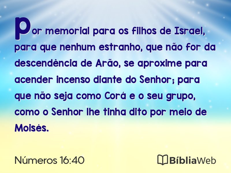 Números 16:40 em imagem para compartilhar