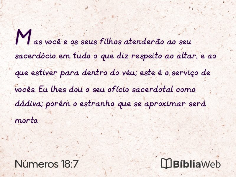 Números 18:7 em imagem para compartilhar
