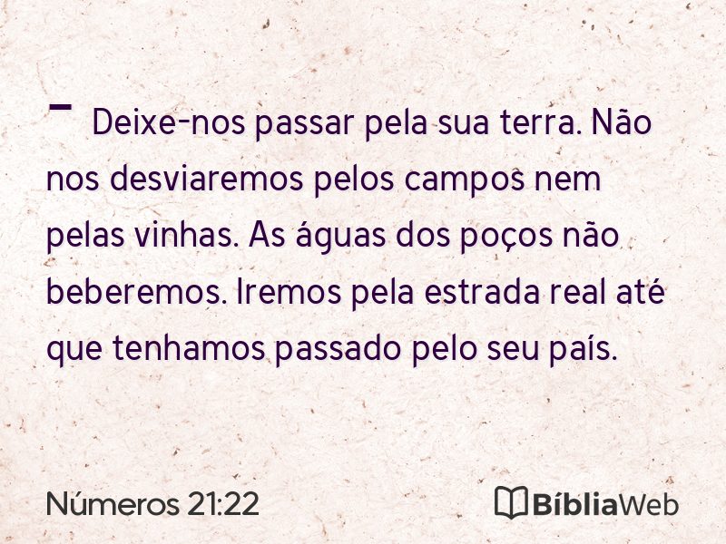 Números 21:22 em imagem para compartilhar