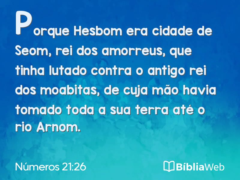 Números 21:26 em imagem para compartilhar