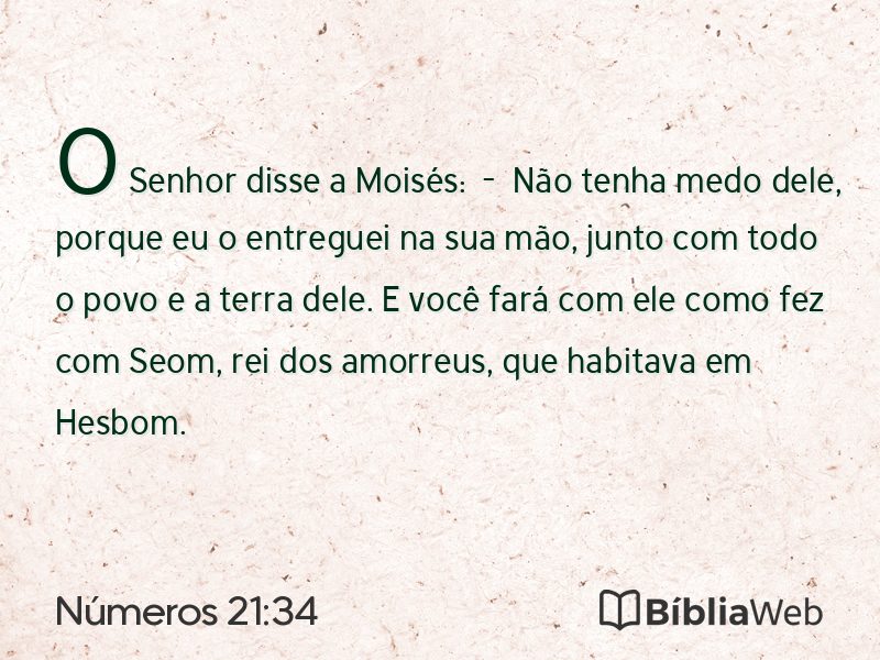 Números 21:34 em imagem para compartilhar