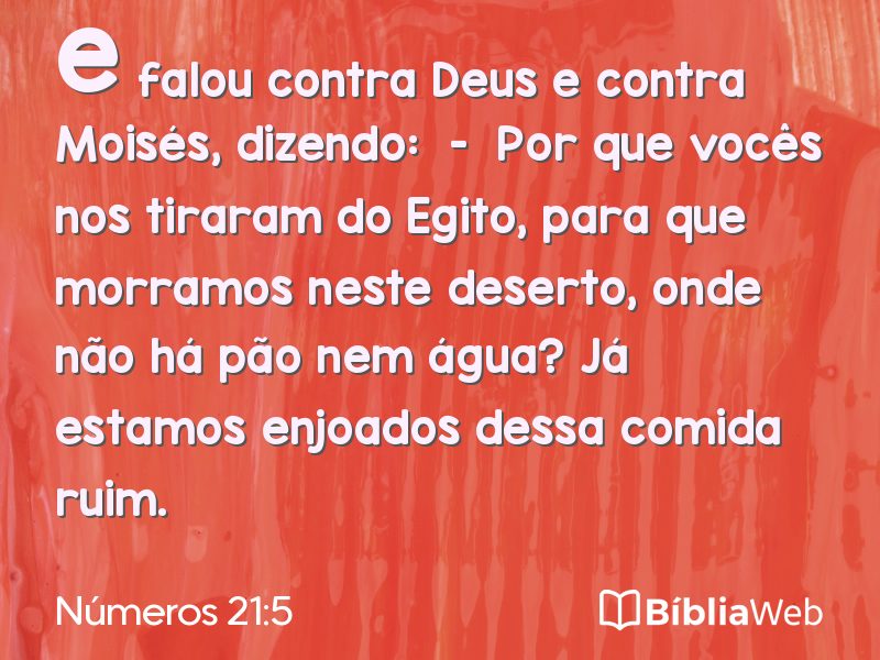 Números 21:5 em imagem para compartilhar