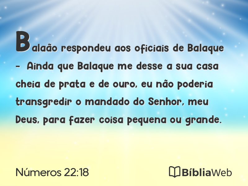 Números 22:18 em imagem para compartilhar